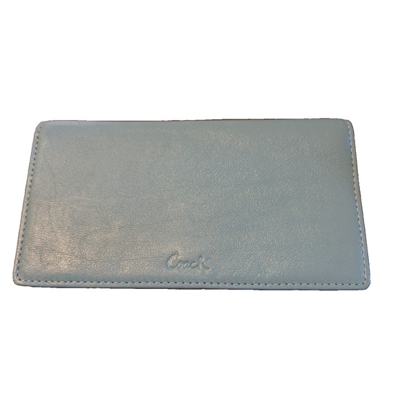 COACH Light Blue Leather Checkbook Holder - Picture 1 of 6